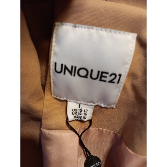 Unique21 Women L 10-12 Elegant Lt Brown Blazer Dress Party Cocktail Office Siren - Picture 7 of 10